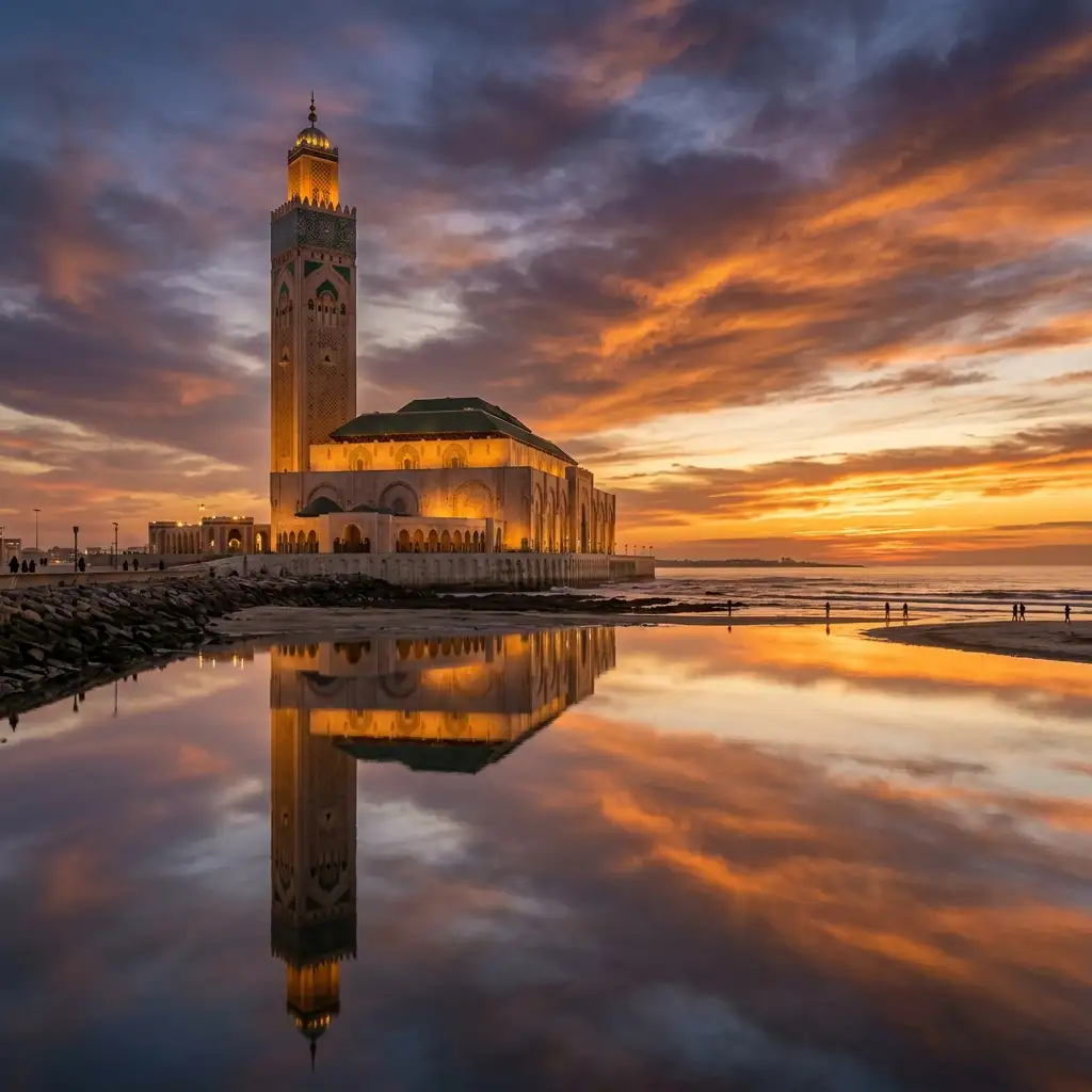 Casablanca, Morocco. Modern architecture & the iconic Hassan II Mosque