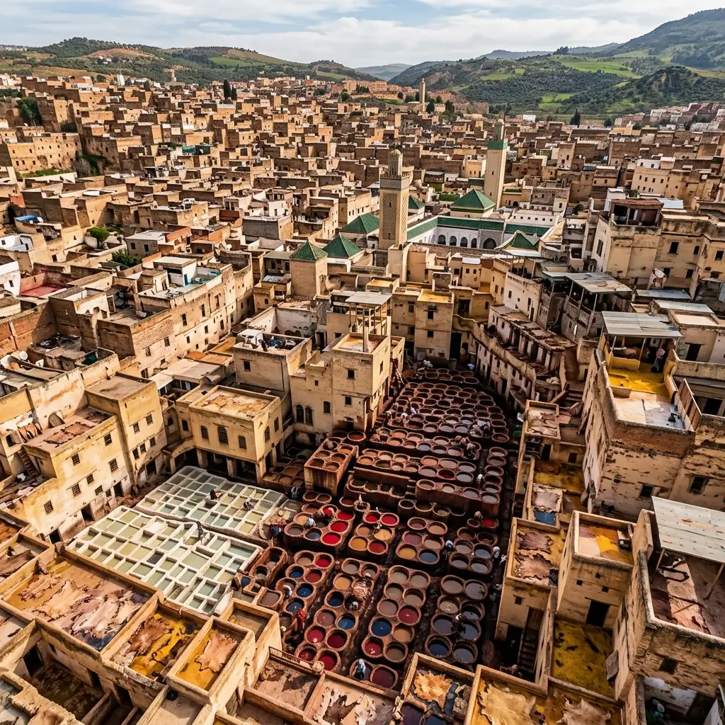 Fes, Morocco. Ancient medina & the world-famous tanneries