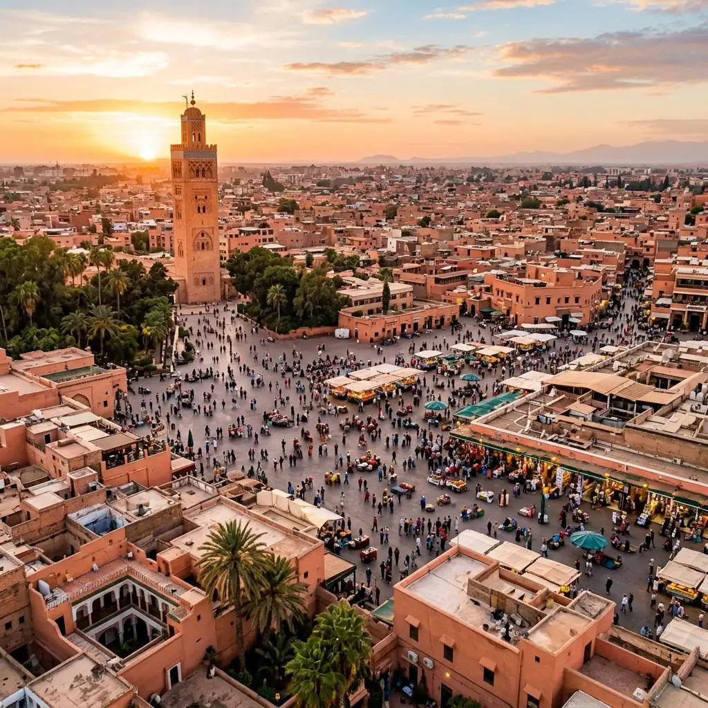 Marrakech, Morocco. Vibrant souks, palaces & the Atlas Mountains